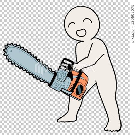 Person holding a chainsaw Person holding a chainsaw 120605079
