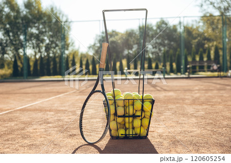 Sports equipment for playing tennis on the tennis courts 120605254