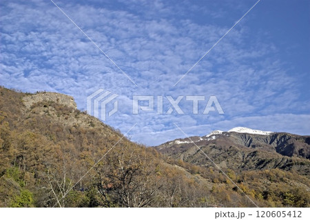 View from Chioniades of Badra peak, of Grammos mountain chain, Epirus, nw Greece 120605412