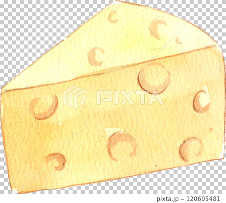 Triangular cheese, Hand Drawn Illustration Watercolor paintin 120605481
