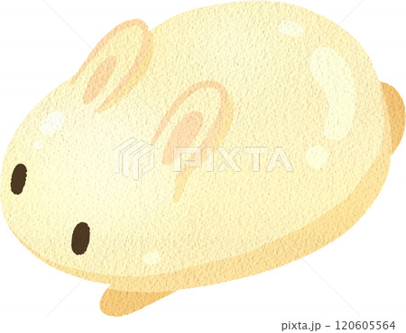 White Rabbit Milk Pudding, watercolor digital painting hand-drawn illustration 120605564