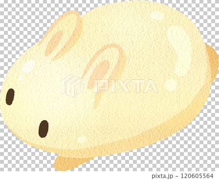 White Rabbit Milk Pudding, watercolor digital painting hand-drawn illustration 120605564