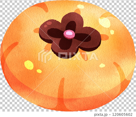 Orange bean Nerikiri, Japanese Dessert, watercolor digital painting hand-drawn illustration 120605602