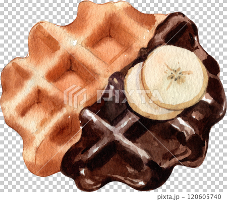 Handdrawn of Waffle Dessert watercolor Handdrawn of Waffle Dessert watercolor 120605740