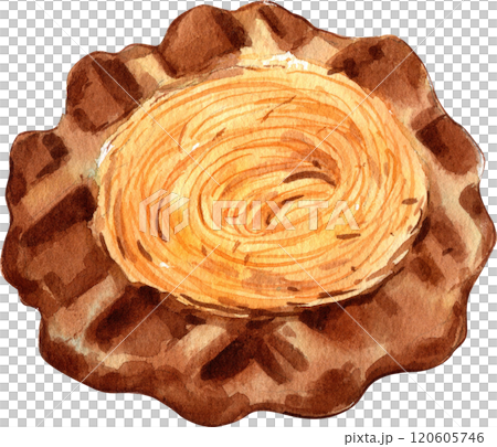 Handdrawn of Waffle Dessert watercolor Handdrawn of Waffle Dessert watercolor 120605746
