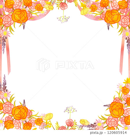 Frame Kiss on Wedding Day and Flowers curtain decor, Hand Drawn Illustration Watercolor Frame Kiss on Wedding Day and Flowers curtain decor, Hand Drawn Illustration Watercolor 120605914