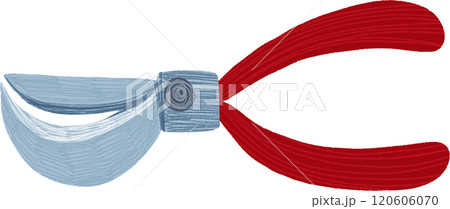 Red Garden Pruning Scissors, hand-drawn digital painting illustration 120606070
