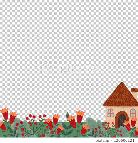 spring tea time, hand-drawn digital painting frame design 120606121