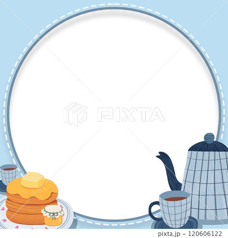 spring tea time, hand-drawn digital painting frame design 120606122