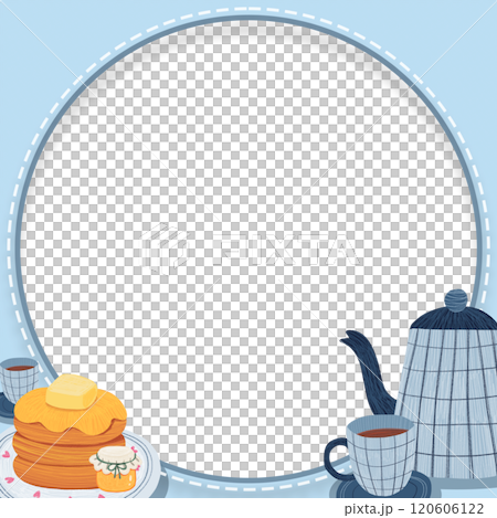 spring tea time, hand-drawn digital painting frame design 120606122