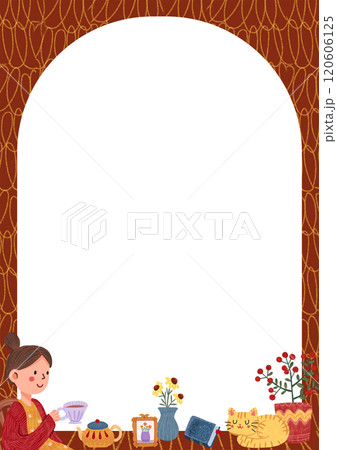 spring tea time, hand-drawn digital painting frame design 120606125