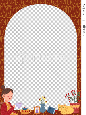 spring tea time, hand-drawn digital painting frame design 120606125