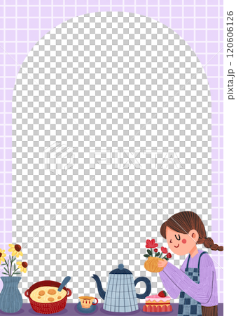 spring tea time, hand-drawn digital painting frame design 120606126