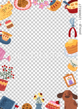 spring tea time, hand-drawn digital painting frame design 120606127