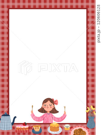 spring tea time, hand-drawn digital painting frame design spring tea time, hand-drawn digital painting frame design 120606128