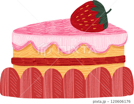 Strawberry Cake Topped with Fresh Strawberries, hand-drawn digital painting illustration Strawberry Cake Topped with Fresh Strawberries, hand-drawn digital painting illustration 120606176