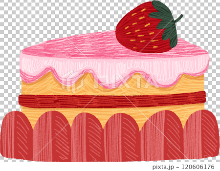 Strawberry Cake Topped with Fresh Strawberries, hand-drawn digital painting illustration Strawberry Cake Topped with Fresh Strawberries, hand-drawn digital painting illustration 120606176