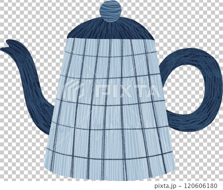 Cute Blue and Navy Checkered Teapot, hand-drawn digital painting illustration Cute Blue and Navy Checkered Teapot, hand-drawn digital painting illustration 120606180
