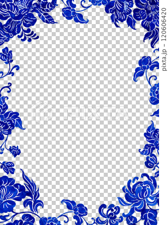 blue floral vine porcelain vase, chinese porcelain, hand-drawn watercolor painting frame design blue floral vine porcelain vase, chinese porcelain, hand-drawn watercolor painting frame design 120606420