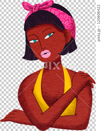 Beautiful woman with beautiful skin, gentle and happy life, Digital painting bold colors, pop style. 120606422