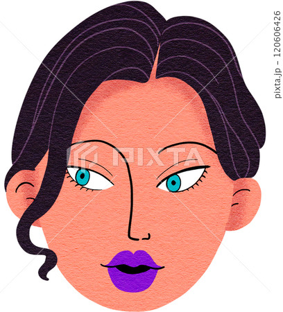 Beautiful woman with facing forward, Digital painting Bold colors, pop style 120606426