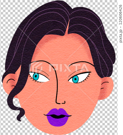 Beautiful woman with facing forward, Digital painting Bold colors, pop style 120606426
