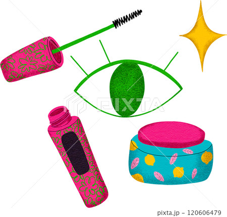 Mascara, cosmetics, Digital painting bold colors, pop style 120606479