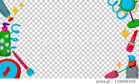 Horizontal frame cosmetics, digital painting with cartoon lines, bright colors in a pop art style Horizontal frame cosmetics, digital painting with cartoon lines, bright colors in a pop art style 120606500