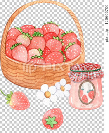 a basket of strawberries and homemade strawberry 120606706