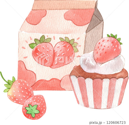 strawberry milk, strawberry cupcakes, 120606723