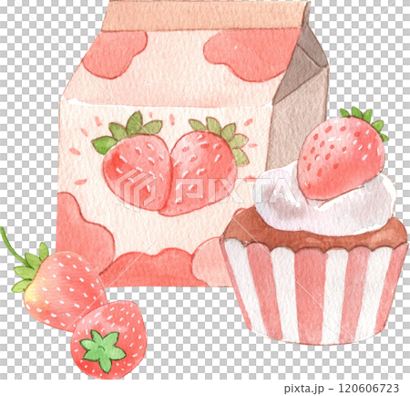 strawberry milk, strawberry cupcakes, 120606723