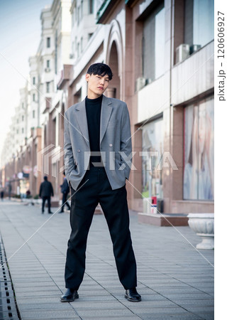 Handsome man in suit, fashion, business, street style. Central Asia Handsome man in suit, fashion, business, street style. Central Asia 120606927