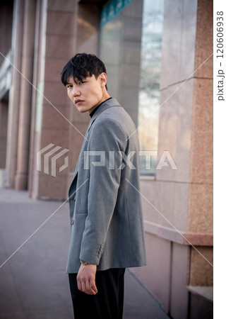 Handsome man in suit, fashion, business, street style. Central Asia 120606938