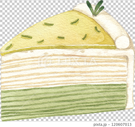 lemon crepe cake, hand-drawn watercolor illustration lemon crepe cake, hand-drawn watercolor illustration 120607013