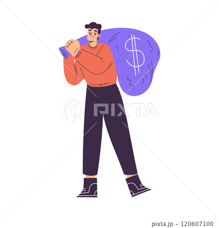 Rich Man Character Carry Sack with Money Vector Illustration Rich Man Character Carry Sack with Money Vector Illustration 120607100