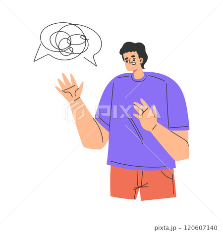 Angry Annoyed Man Character Have Conflict and Argument with Someone Vector Illustration 120607140