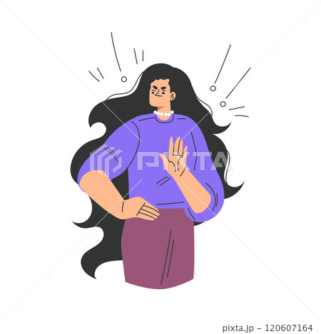 Angry Annoyed Woman Character Have Conflict and Argument with Someone Vector Illustration Angry Annoyed Woman Character Have Conflict and Argument with Someone Vector Illustration 120607164