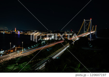 和布刈第2展望台から見る関門海峡の夜景 和布刈第2展望台から見る関門海峡の夜景 120607197