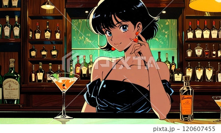 クラシカルなカクテルとエレガントな女性_10 120607455