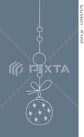 Christmas ball with snowflakes on a string. Color clipart illustration. 120607676