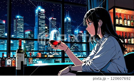 都会の夜、ワイングラスを片手に_20 都会の夜、ワイングラスを片手に_20 120607692