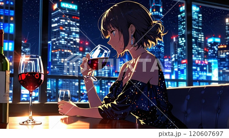 都会の夜、ワイングラスを片手に_26 都会の夜、ワイングラスを片手に_26 120607697
