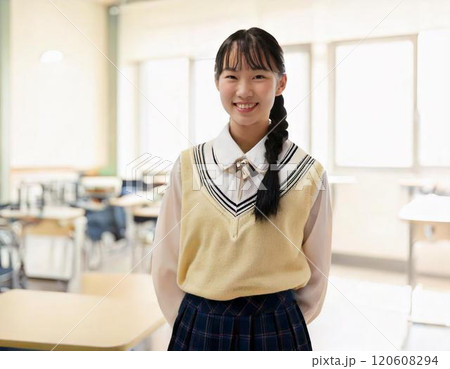 笑顔の可愛い女子高校生  120608294