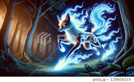 狐火を操るキツネ_1のイラスト素材 [120608319] - PIXTA