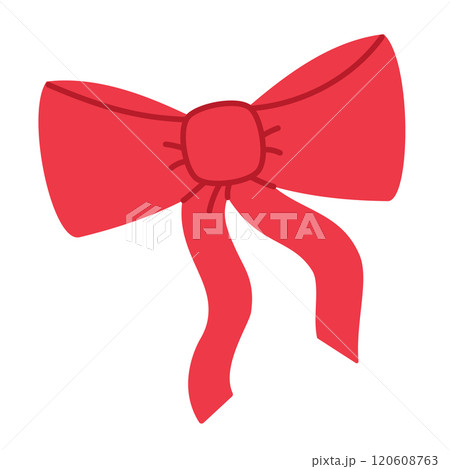Red bow. Gift bow with ribbons. Flat vector illustration isolated on white Red bow. Gift bow with ribbons. Flat vector illustration isolated on white 120608763