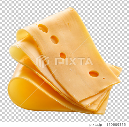 Folded Swiss Cheese Slices with Classic Holes  120609556