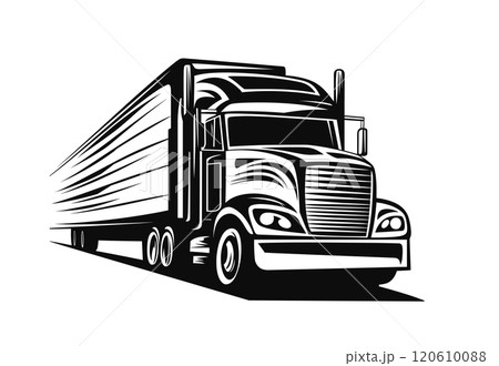 truck on white background black and white simple logo design truck on white background black and white simple logo design 120610088
