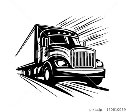 truck on white background black and white simple logo design truck on white background black and white simple logo design 120610089