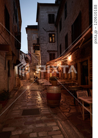 Street in old town of Kotor, Montenegro 120610188