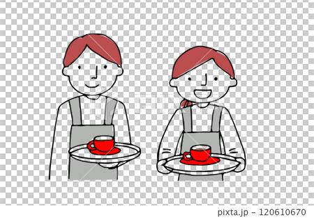 Cafe staff male and female 120610670